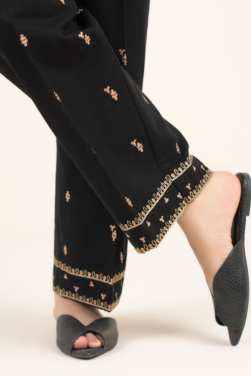 Embroidered Khaddar Straight Pants