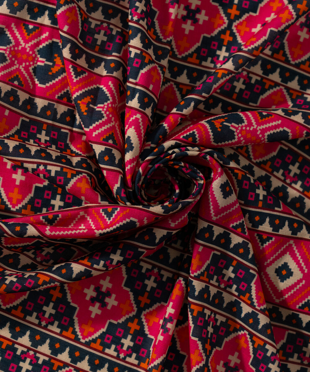 Women's RTW Khaddar Printed Pink Dupatta