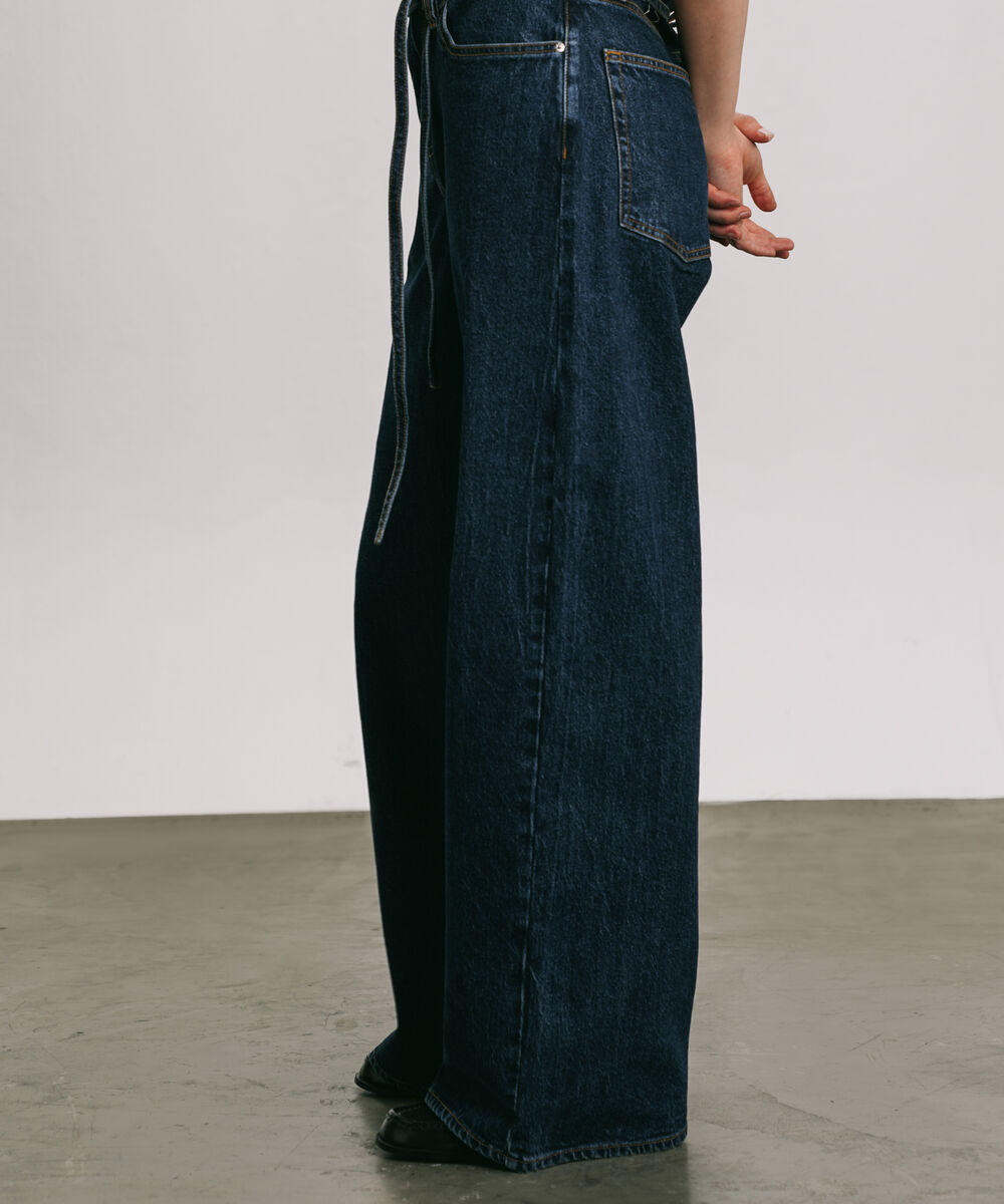 Women's Western Wear Blue Super Wide Leg Jeans