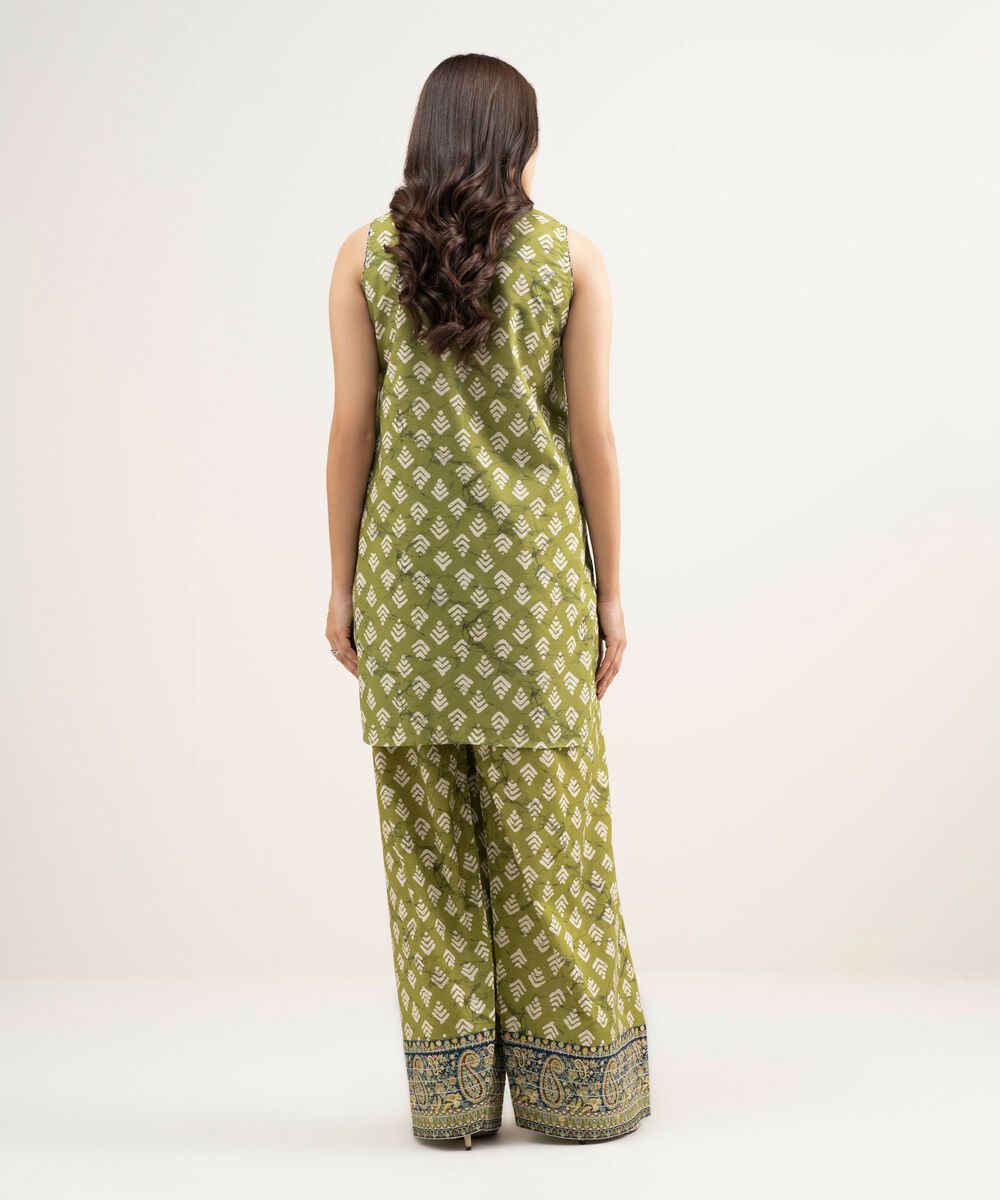 Women's Unstitched Lawn Printed Green 2 Piece Suit