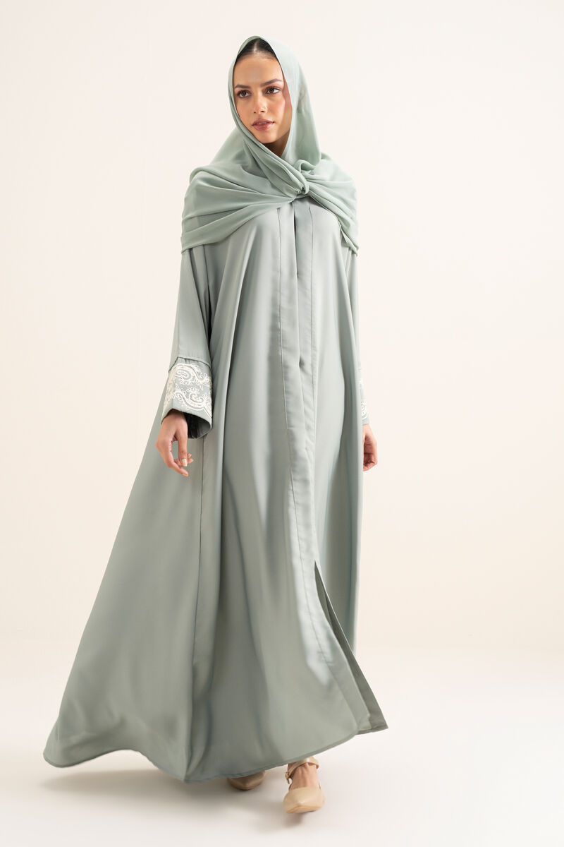 Embroidered Kimono Abaya Set