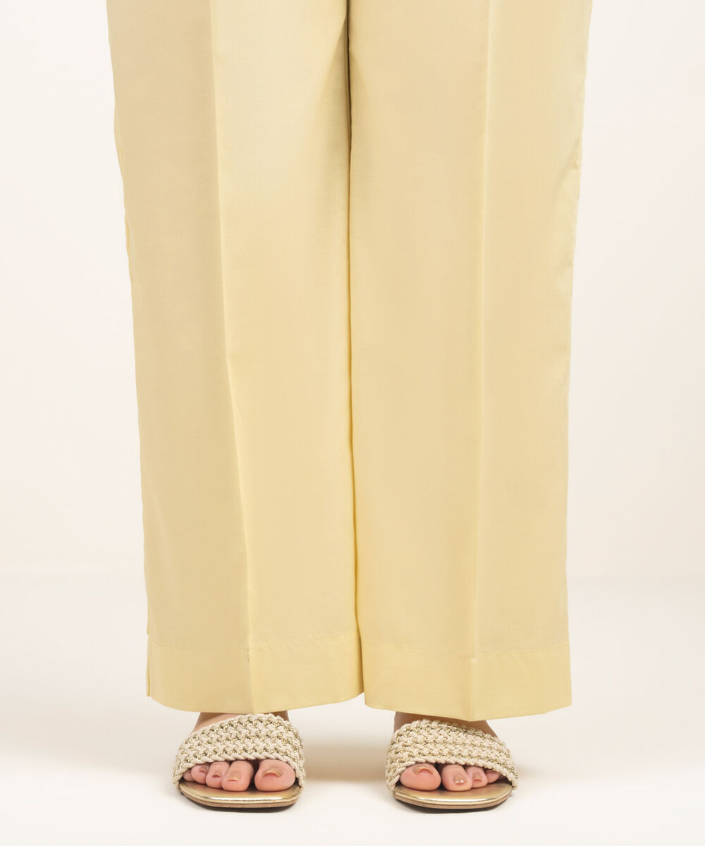 Women's RTW Cambric Solid Yellow Culottes