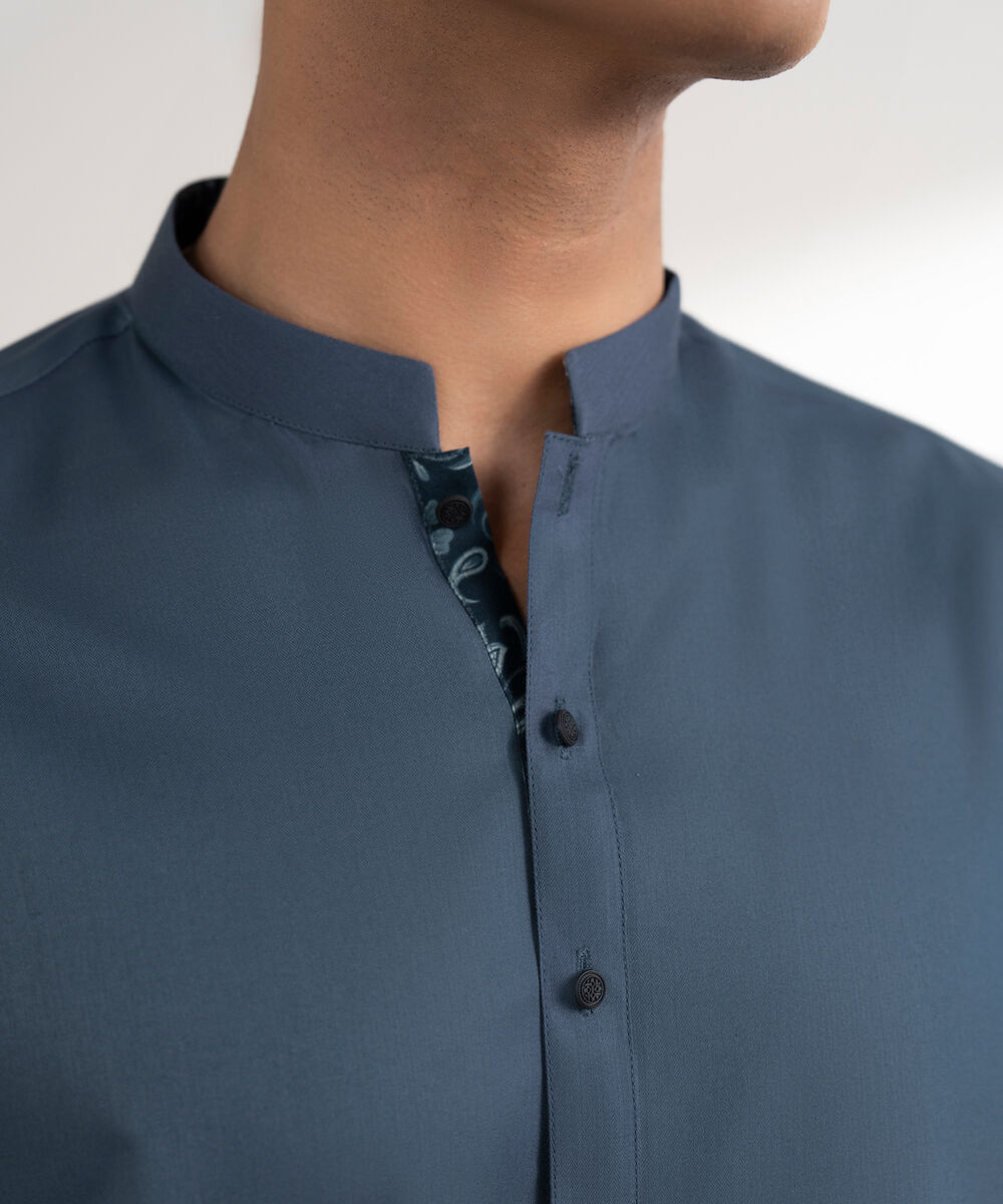 Men's Stitched 100% Cotton Navy Blue Suit