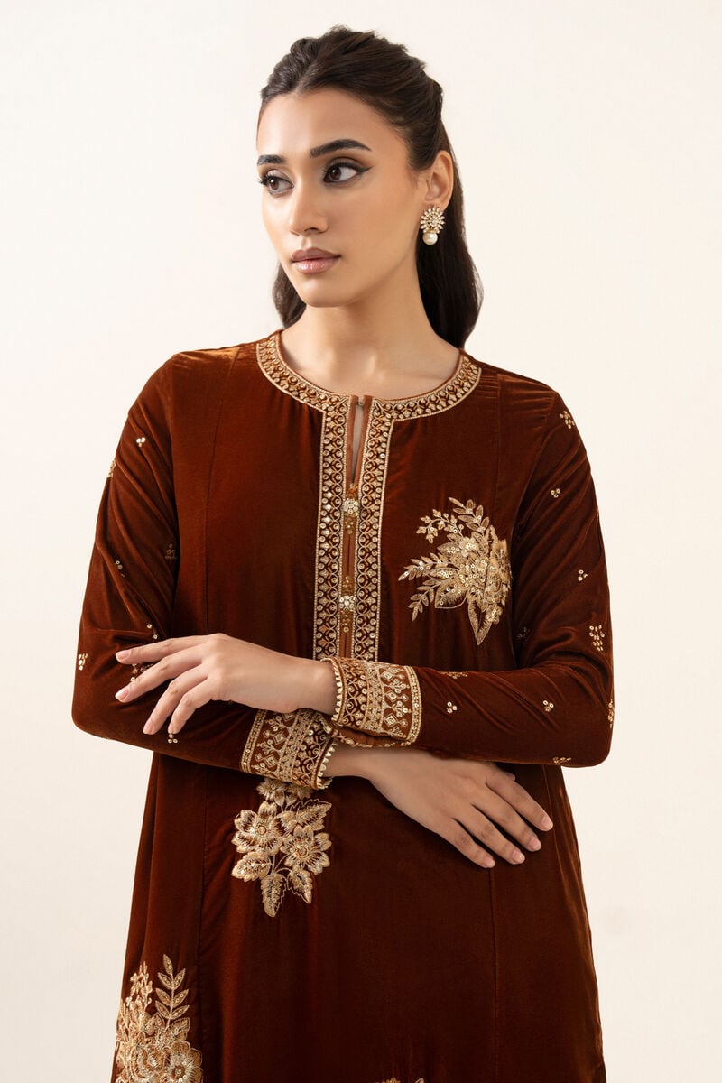 2 Piece - Embroidered Velvet Suit