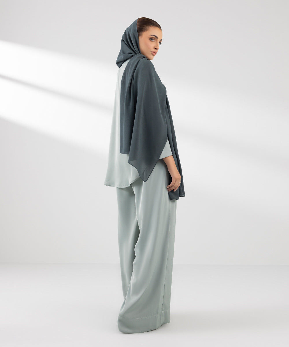 Woman - Green Flowy Wide Leg Trousers