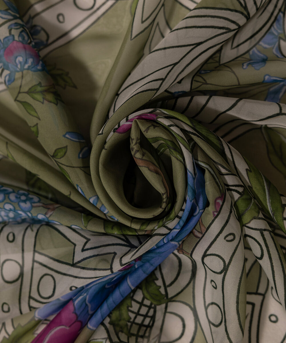 Blended Tissue Printed Green Dupatta