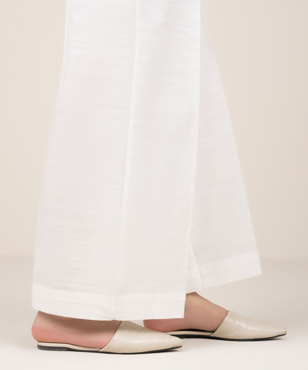 Women's RTW Khaddar Solid White Culottes