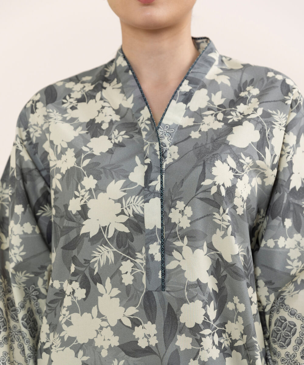 Women's Unstitched Cotton Printed Multi Three Piece Suit