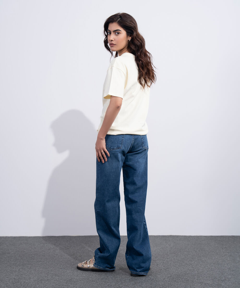 Women's Western Butter Yellow Relaxed Fit Graphic T-Shirt