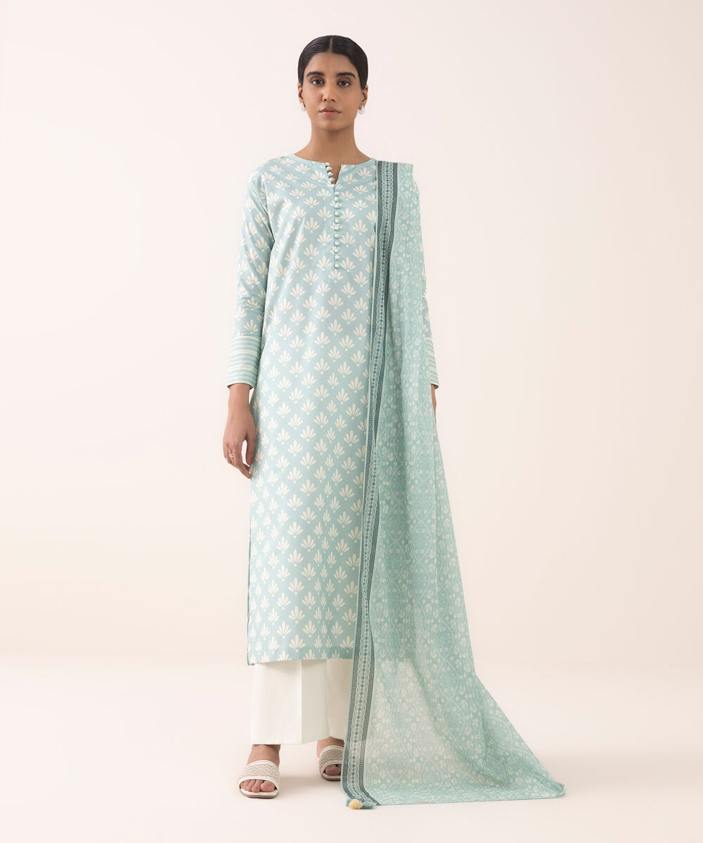 Women's Unstitched Cotton Printed Multi 2 Piece Suit