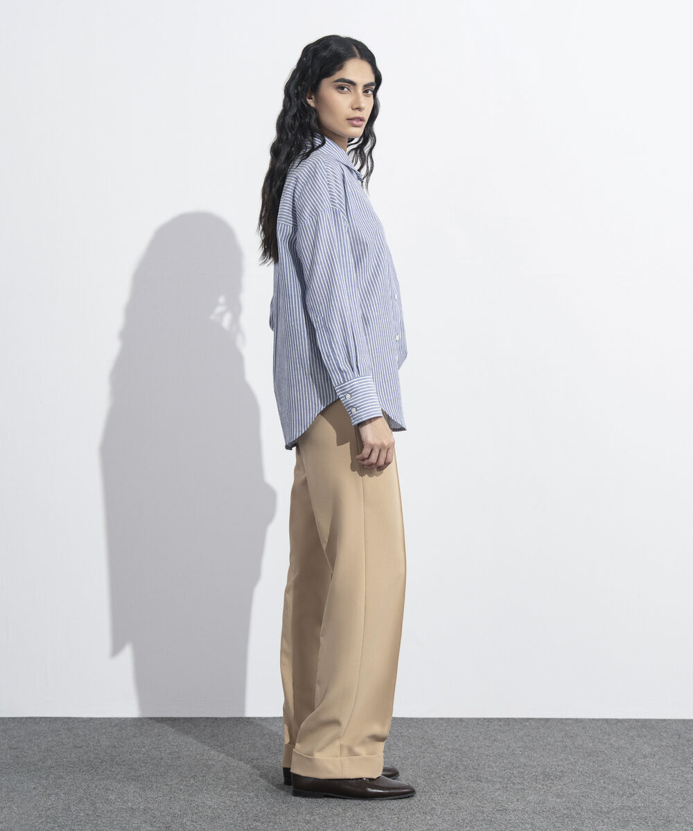 Women's Western Wear Light Blue Button Through Shirt