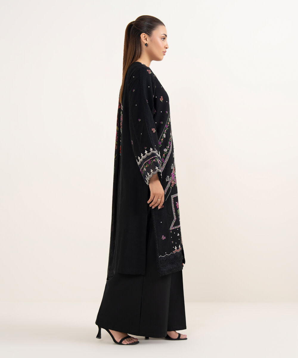 Women's Unstitched Dobby Dyed Three Piece Suit