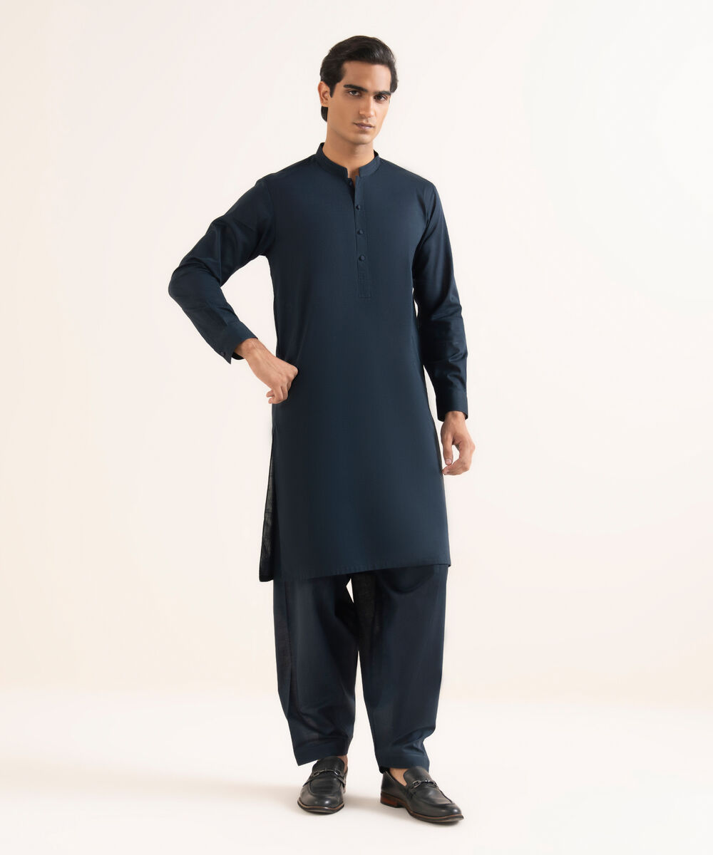 Men's Stitched Premium Cotton Green Suit