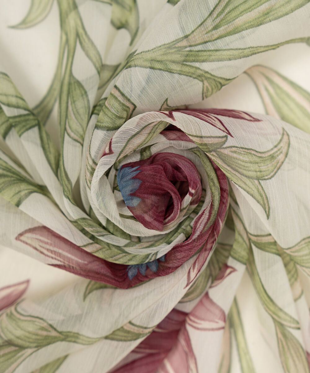 Blended Chiffon Printed White Dupatta