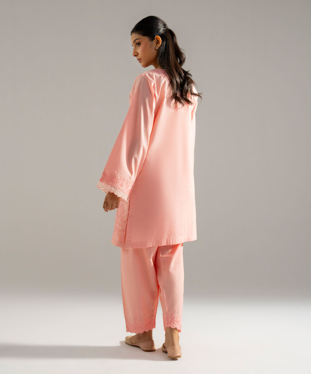 Women's RTW Cross Hatch Solid Embroidered Pink 2 Piece Suit