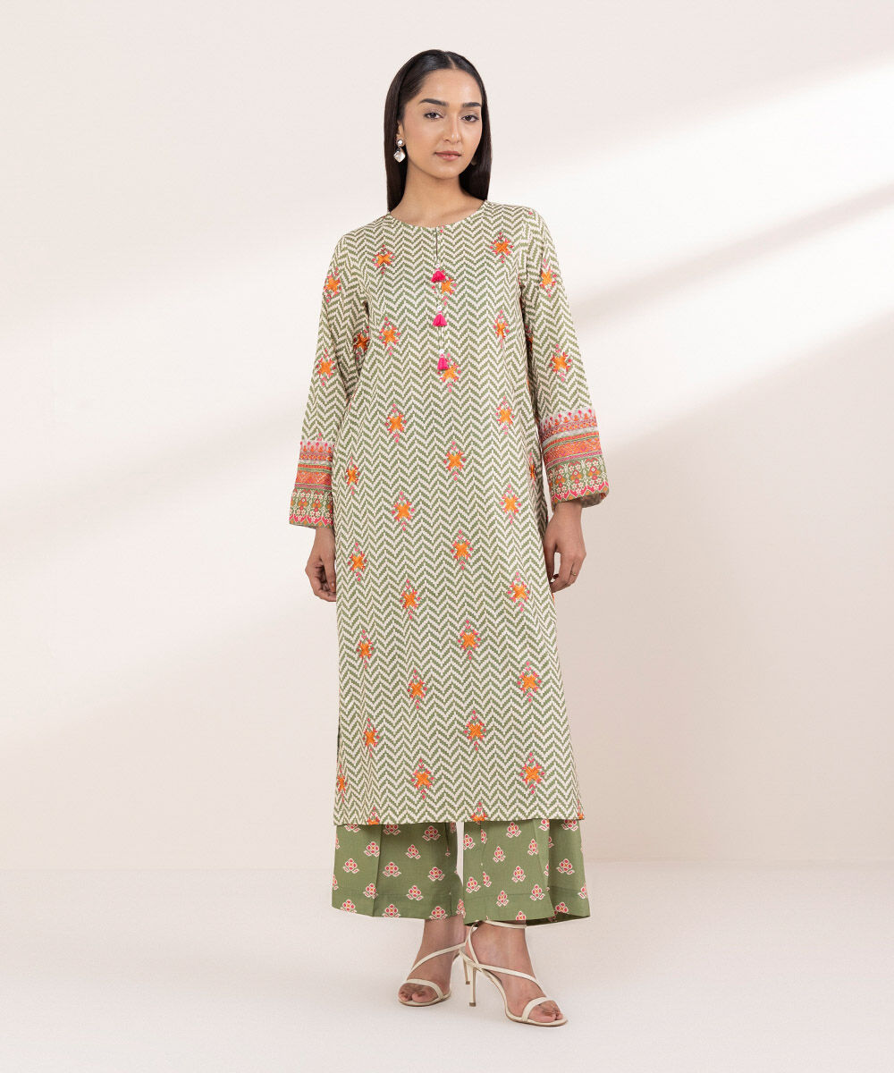 Women's RTW Cotton Viscose Multi Embroidered A-Line Shirt