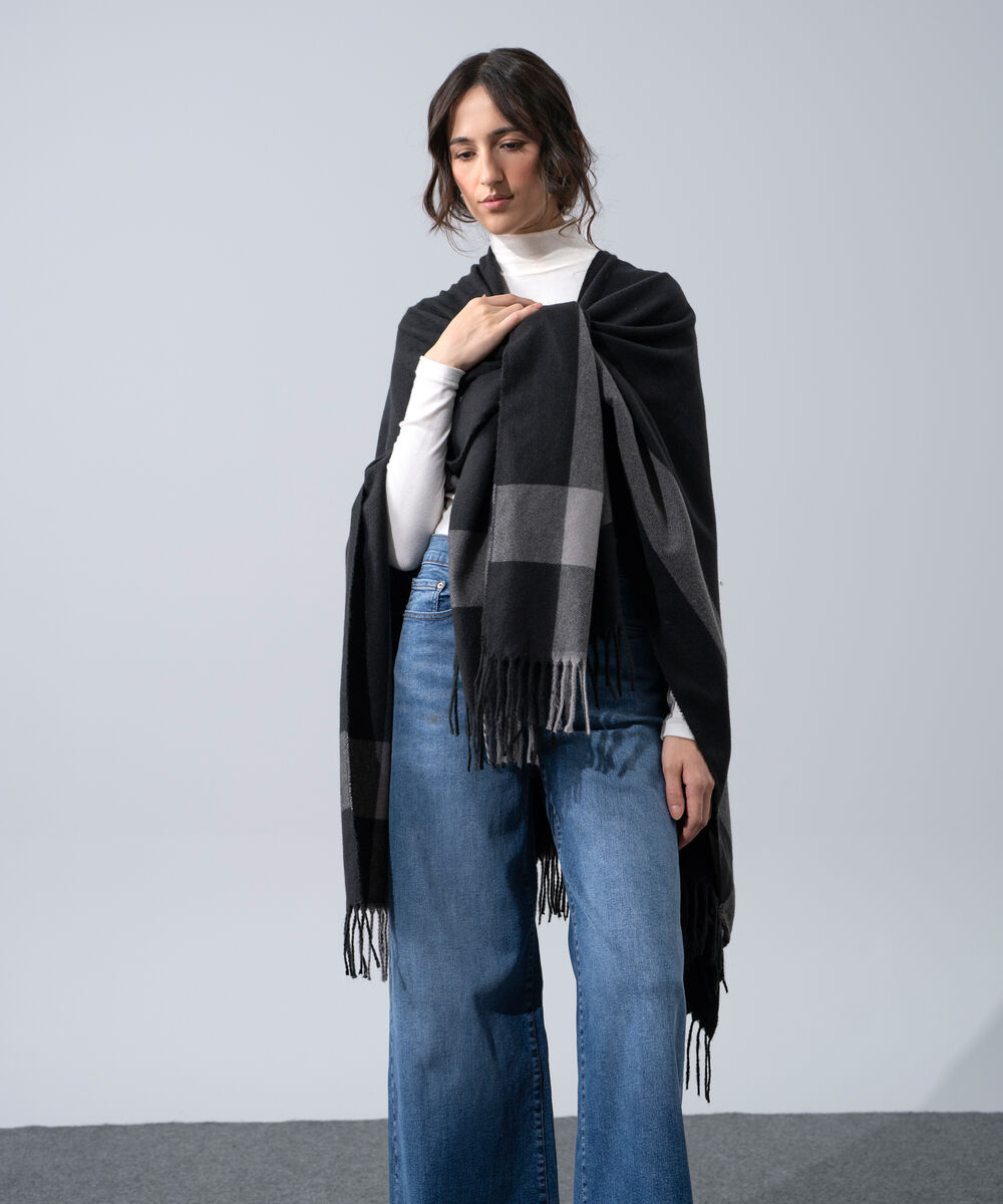 Women's Western Wear Black Polyester Cape Shawl