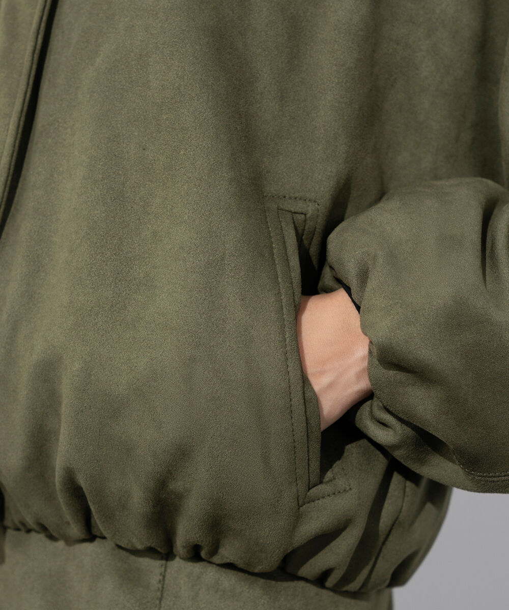 Women's Western Wear Green Faux Suede Bomber Jacket