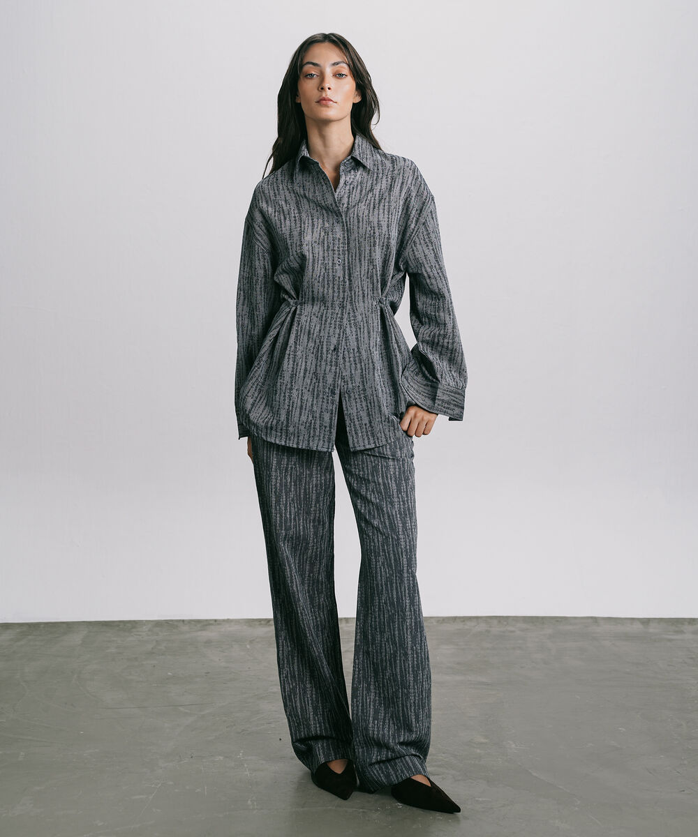 Women's Western Wear Blue Pull-On Jacquard Denim Trouser