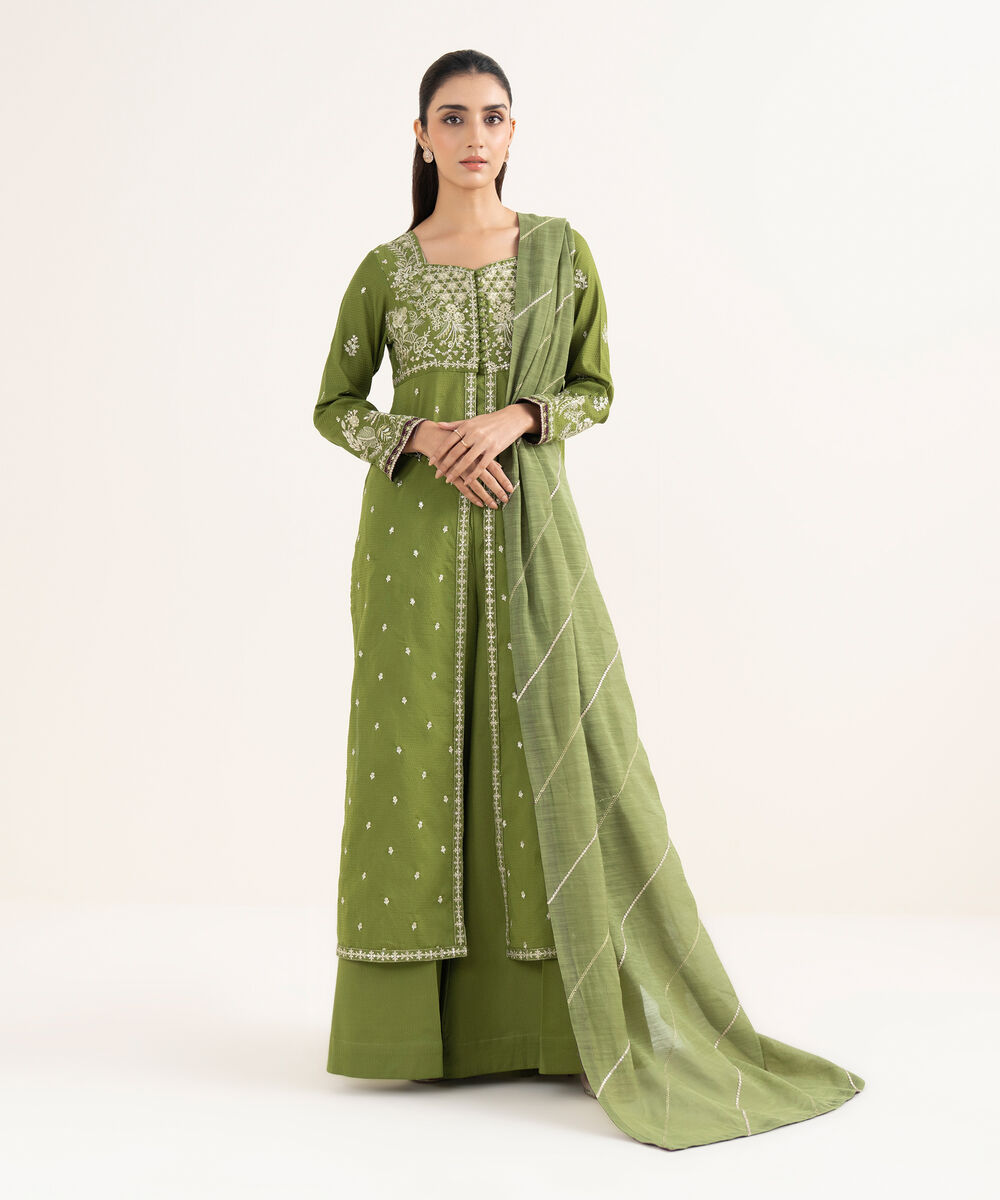 Embroidered Manaar Green Dupatta