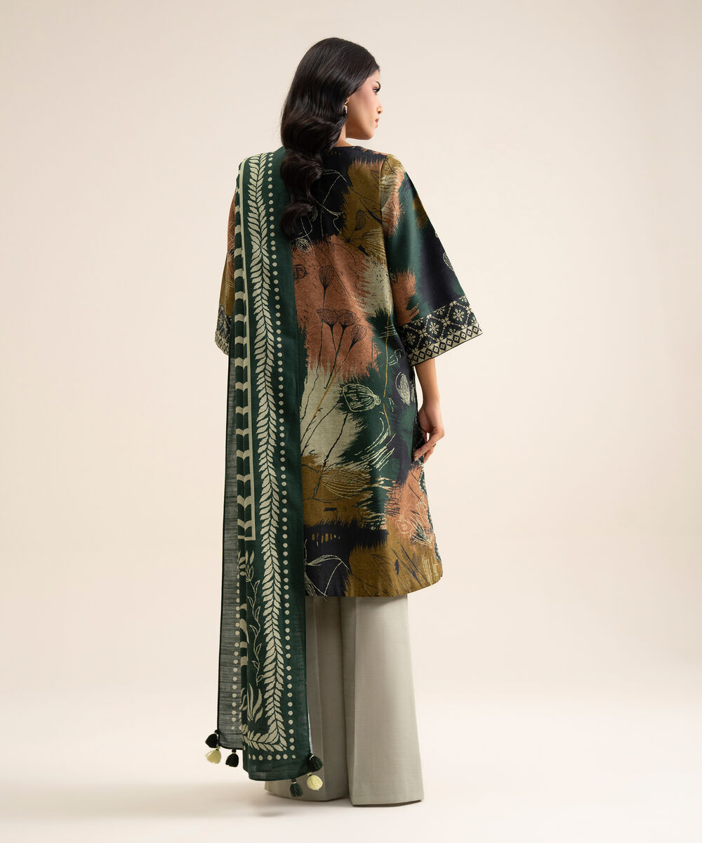 Women's Unstitched Light Khaddar Printed Multi 3 Piece Suit