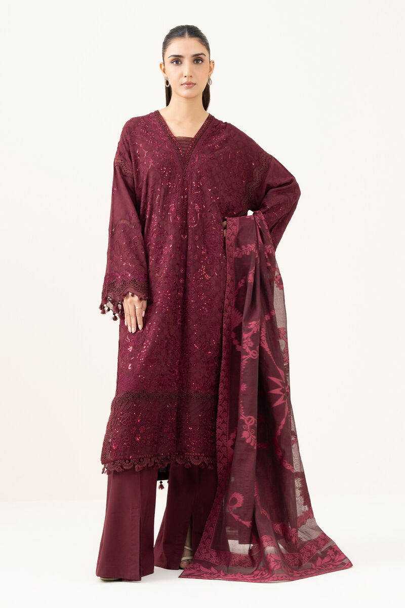 3 Piece - Embroidered Linen Jacquard Suit