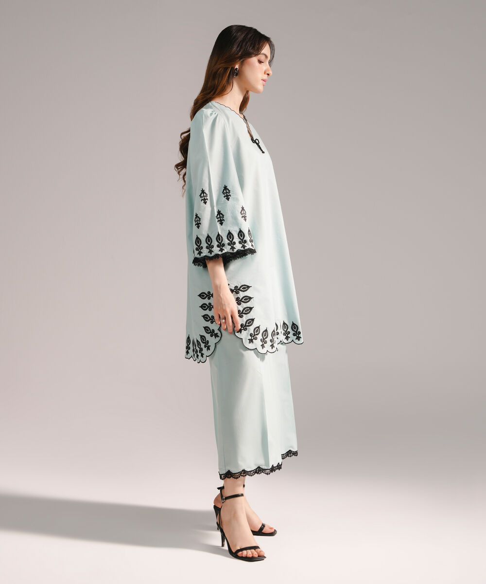 Women's RTW Zari Lawn Embroidered Straight Green Shirt