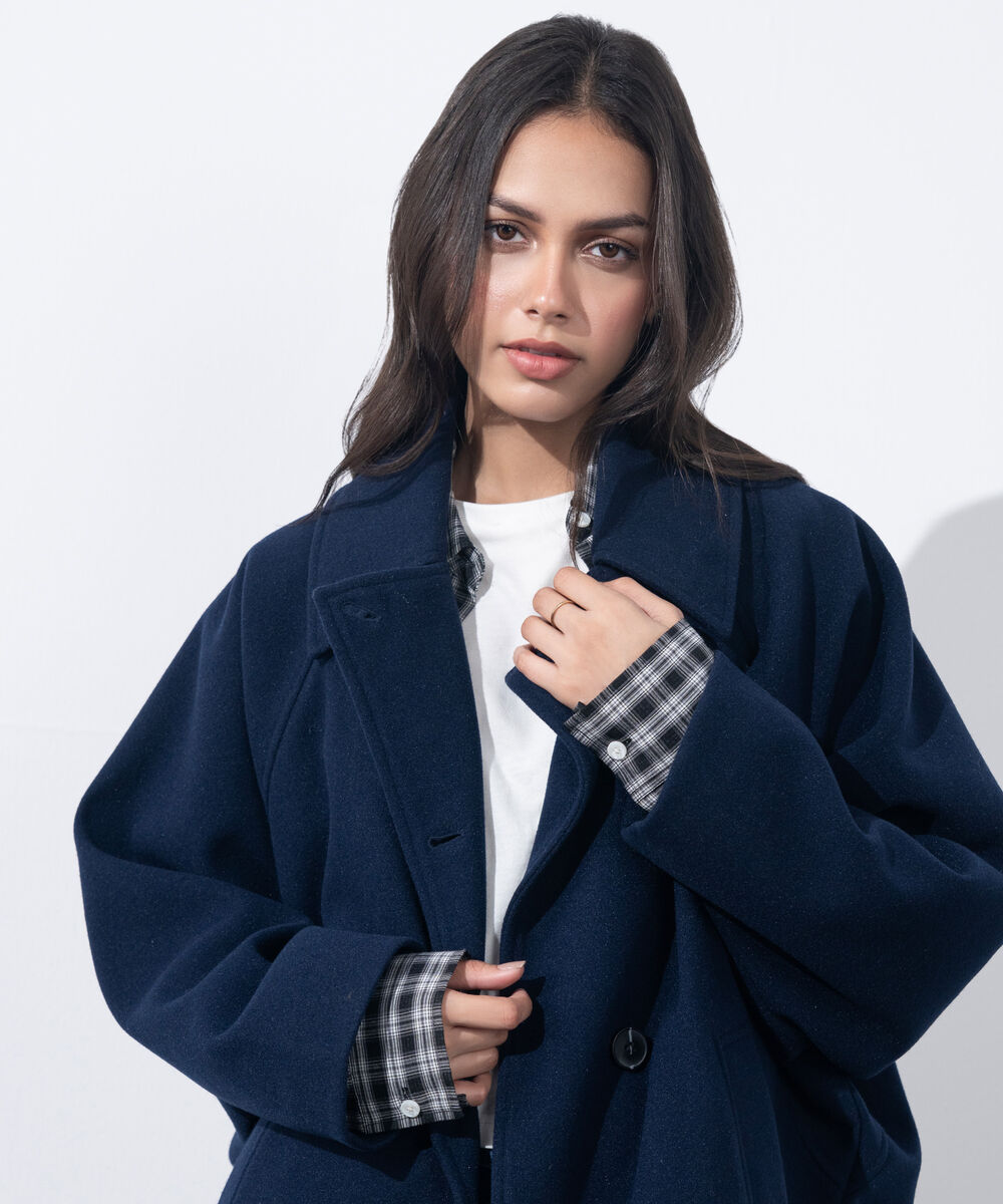 Women's Western Wear Blue Oversized Cape Coat