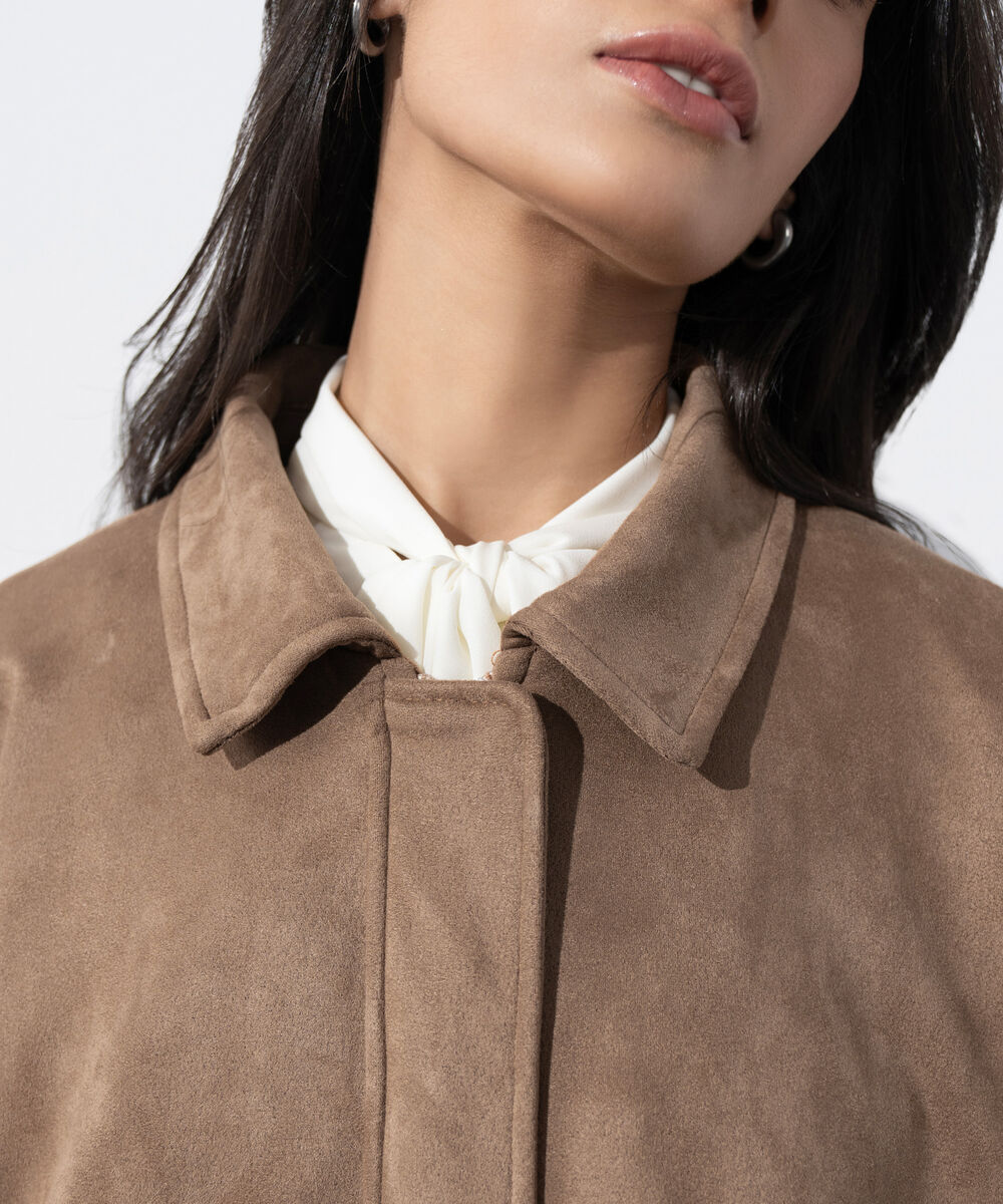 Women's Western Wear Light Camel Faux Suede Bomber Jacket