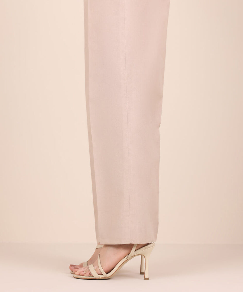 Women's Unstitched Solid Pastel Pink Cambric Trousers Fabric