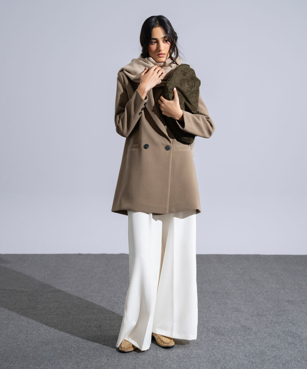 Women's Western Wear Beige Polyester Solid Woolen Scarf
