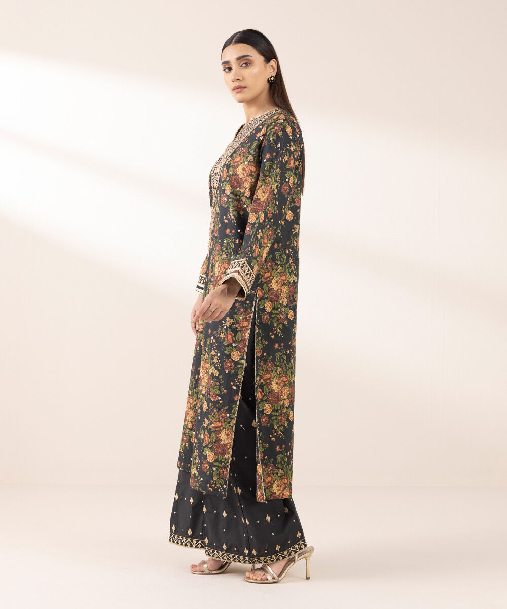 Women's Pret Lawn Embroidered Black A-Line Shirt