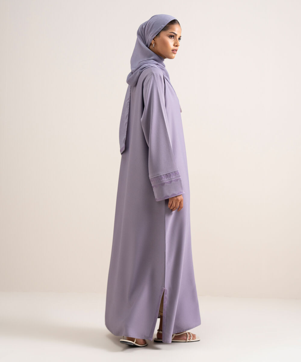 Women's Silky Textured Lilac Regular Abbaya Set