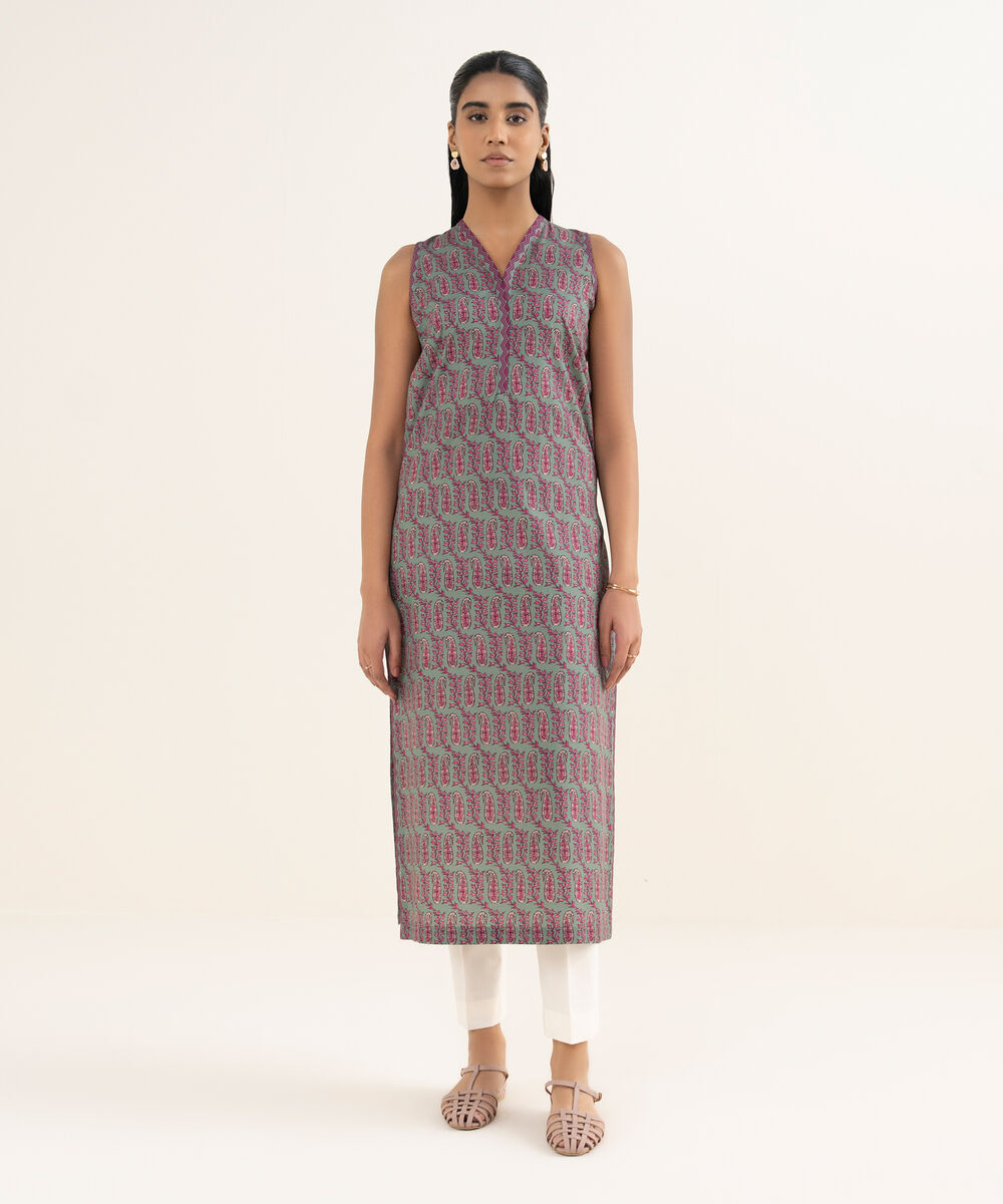 Women's Unstitched Cotton Printed Multi Shirt