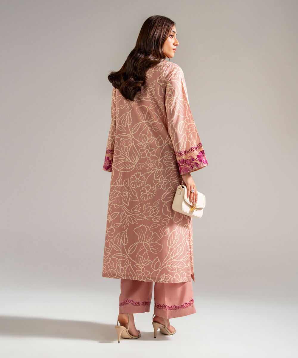 Women's RTW Lawn Embroidered Peach 2 Piece Suit