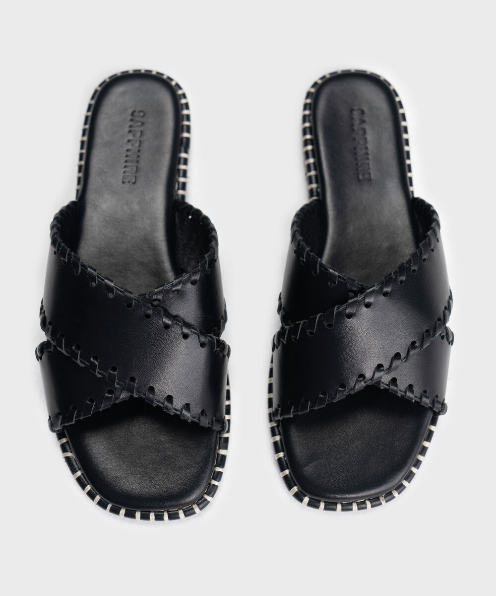 Women's Black Crossover Strap Sandal
