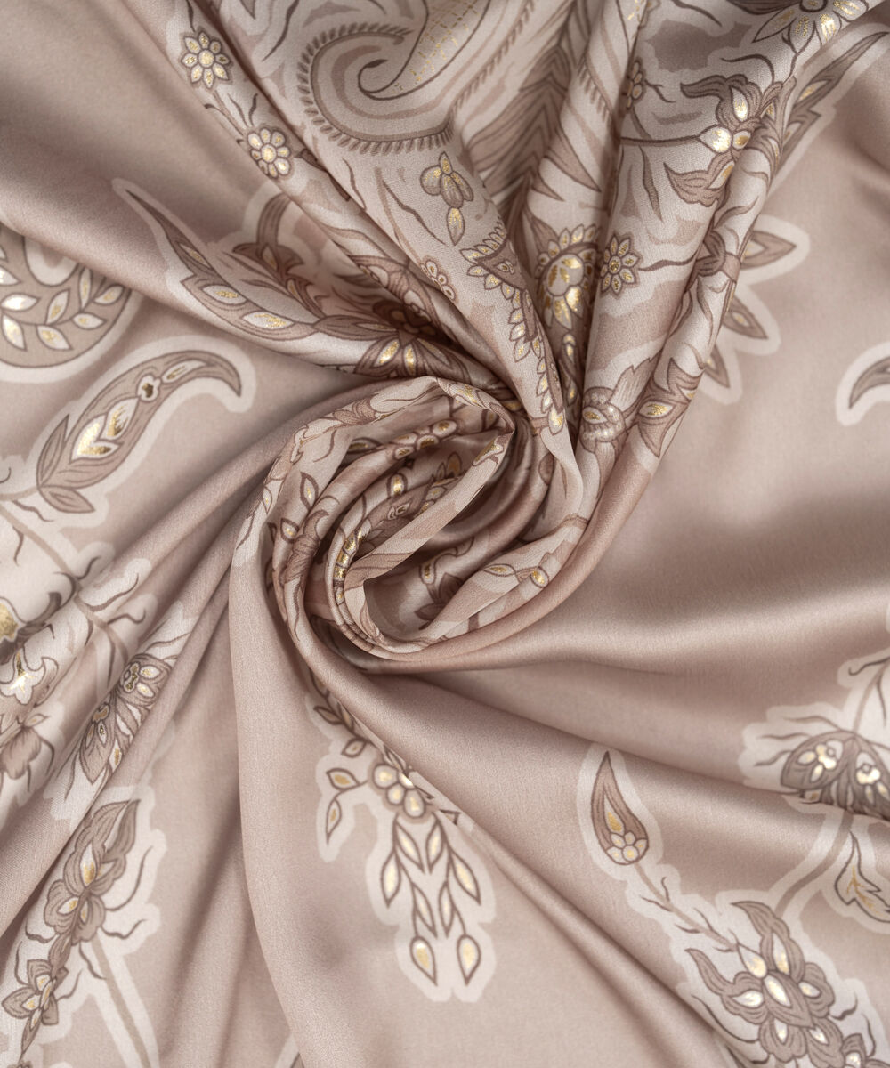 Foil Silk Printed Beige Dupatta