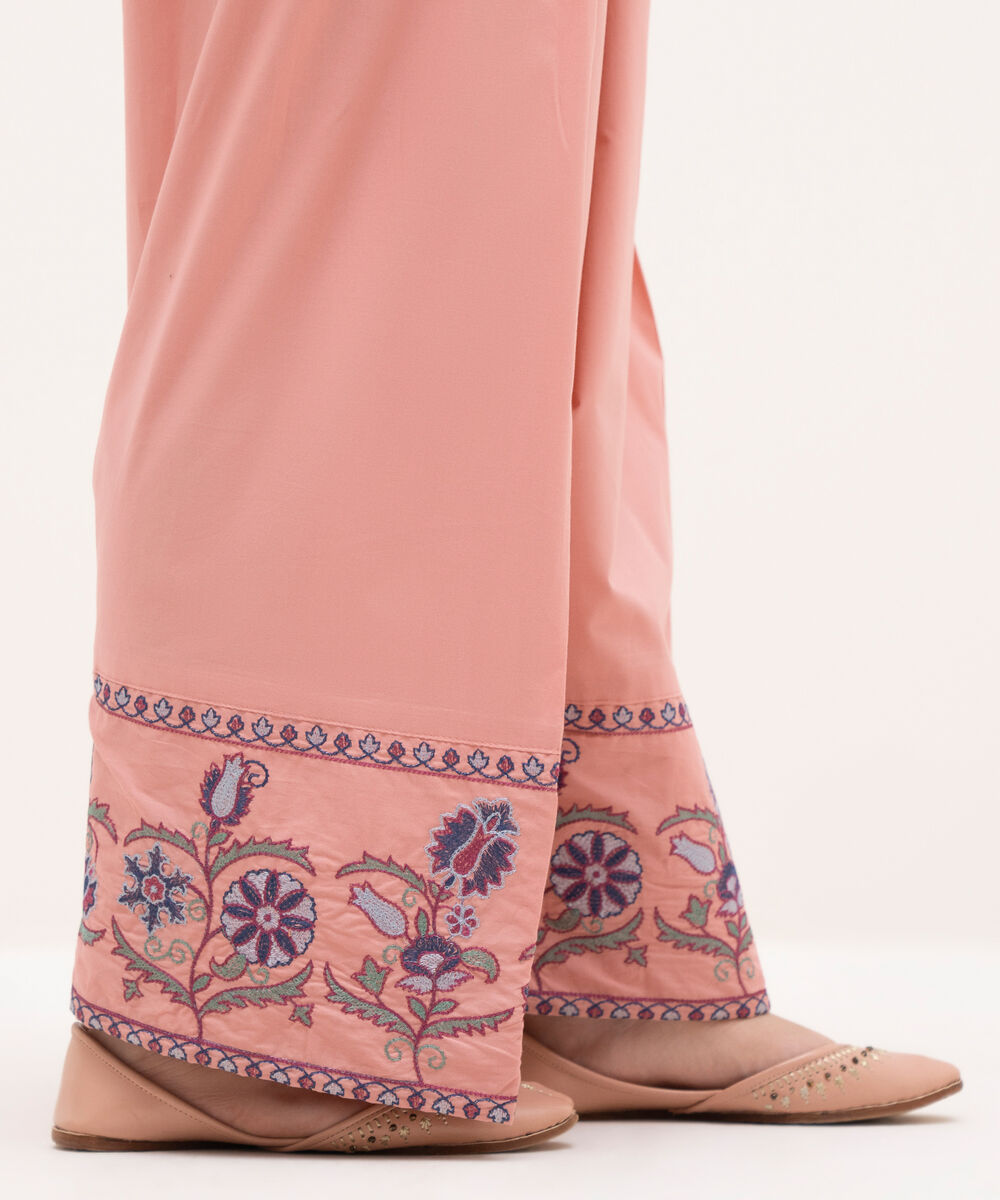 Women's RTW Cambric Pink Embroidered Shalwar