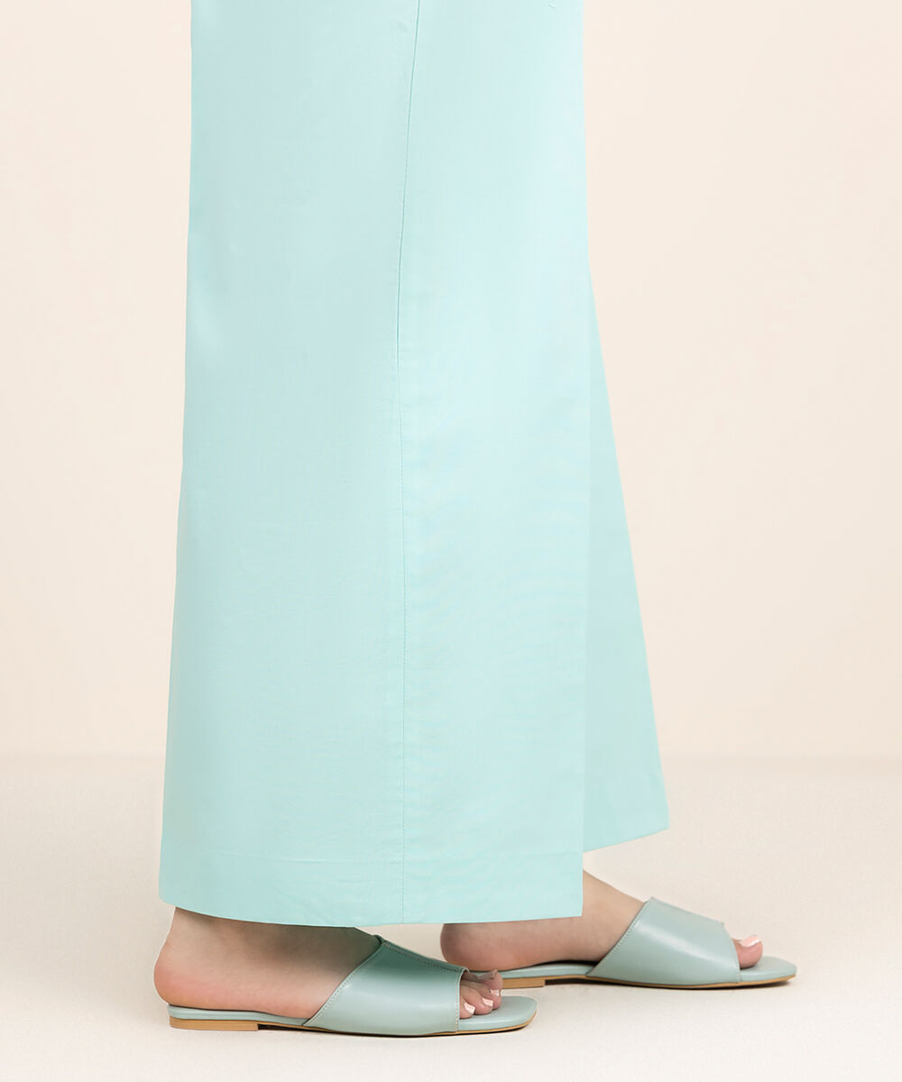 Women's Unstitched Cotton Printed Blue Trousers Fabric