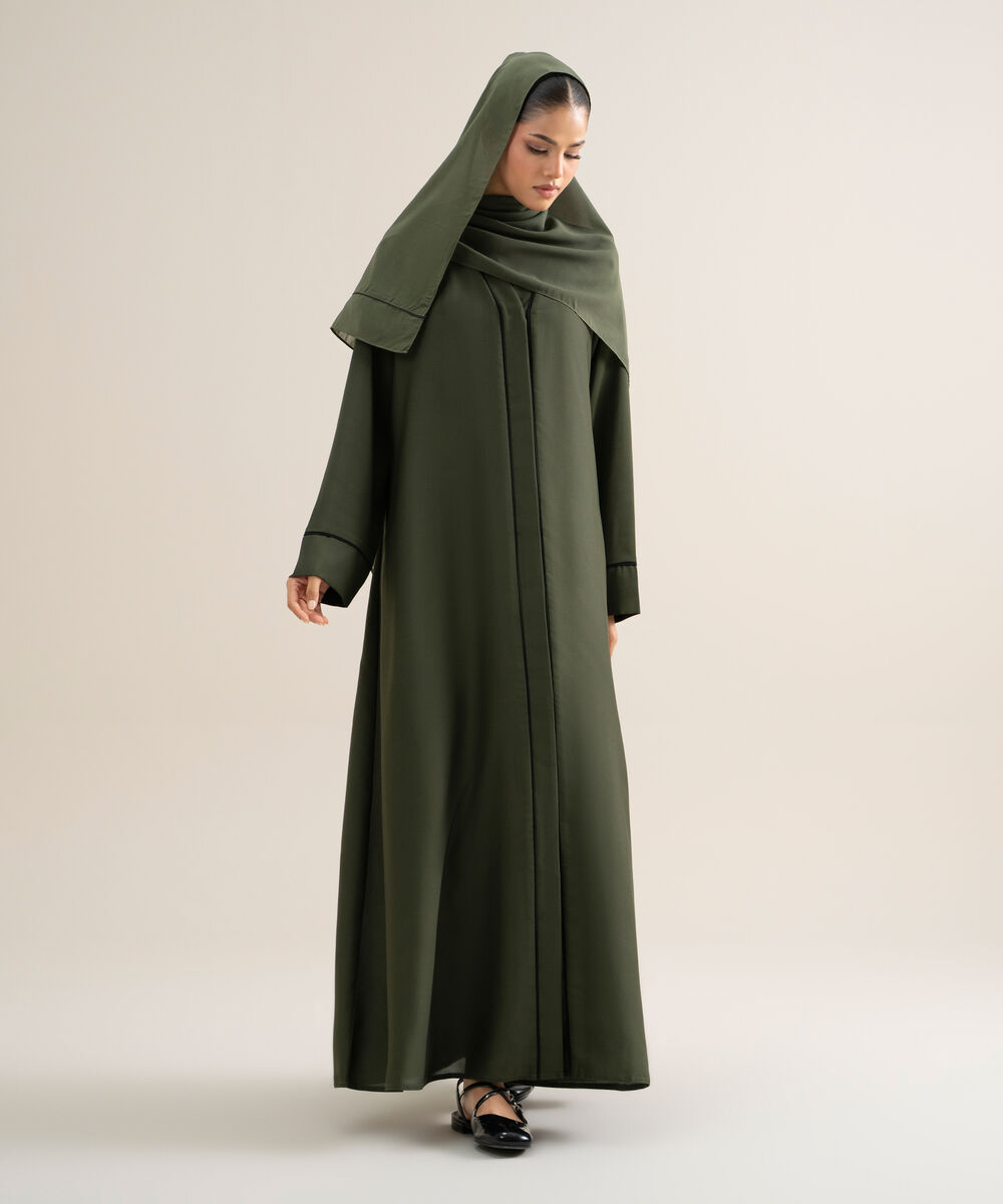 Women's Polyster Army Green Raglan Abbaya Set