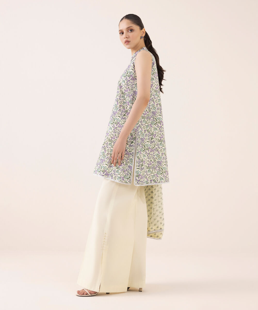 Women's Unstitched Cotton Embroidered Multi Three Piece Suit