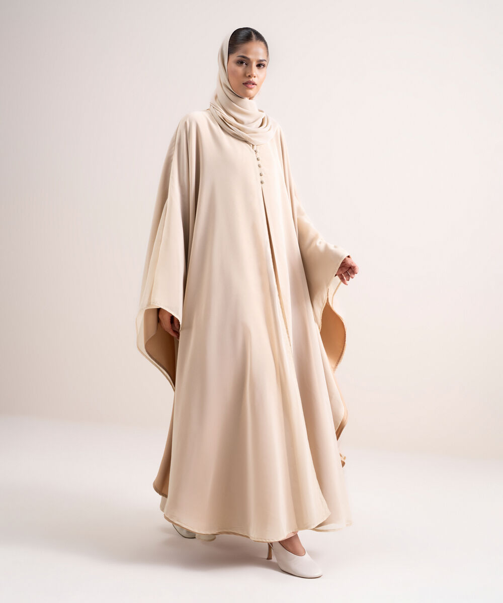 Women's Chiffon Peach Kaftaan Abbaya Set
