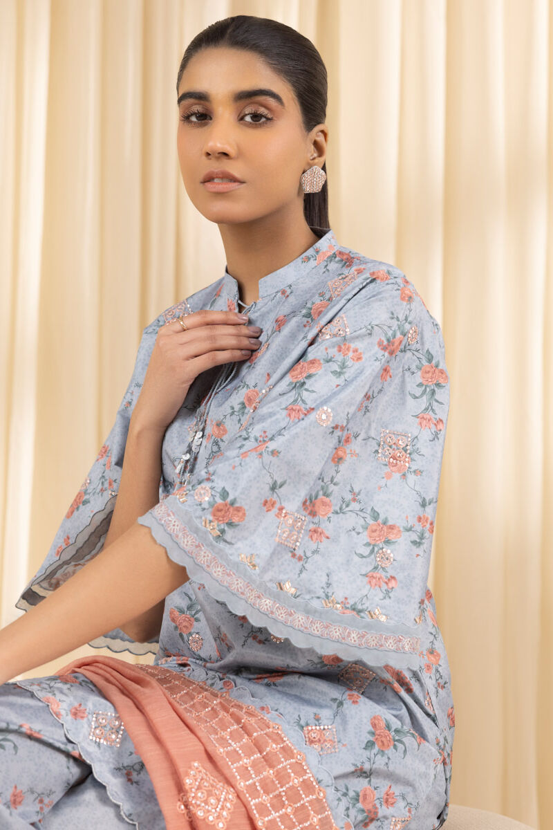 3 Piece - Embroidered Silk Suit