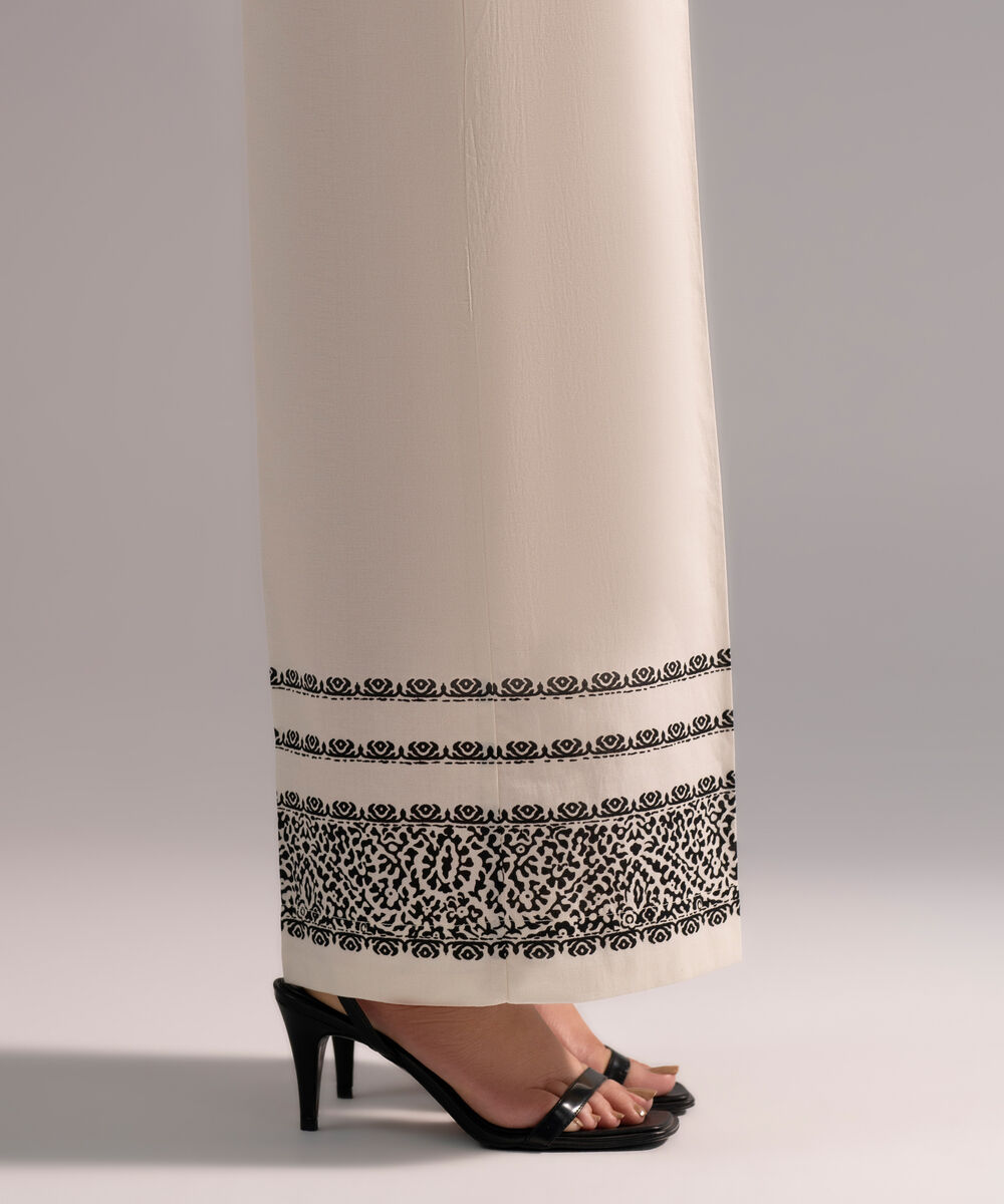 Women's RTW Cambric Printed Beige Culottes