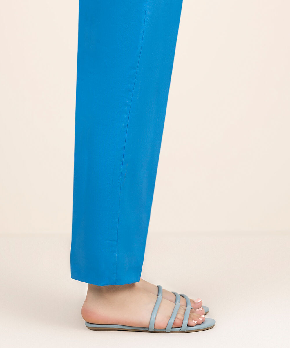 Women's Unstitched Cotton Printed Blue Trousers Fabric