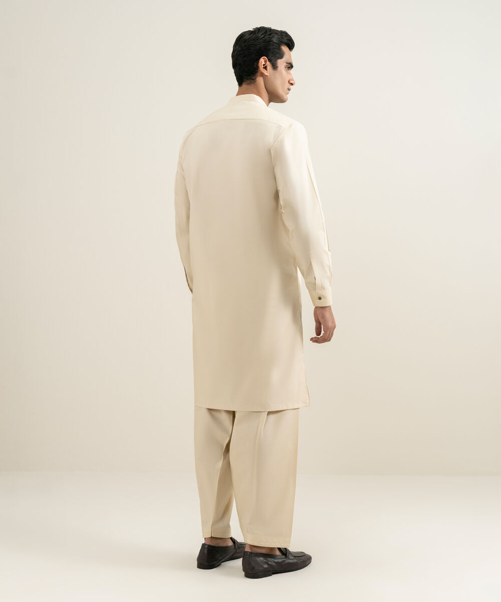 Men's beige 100% Cotton Kameez Shalwar