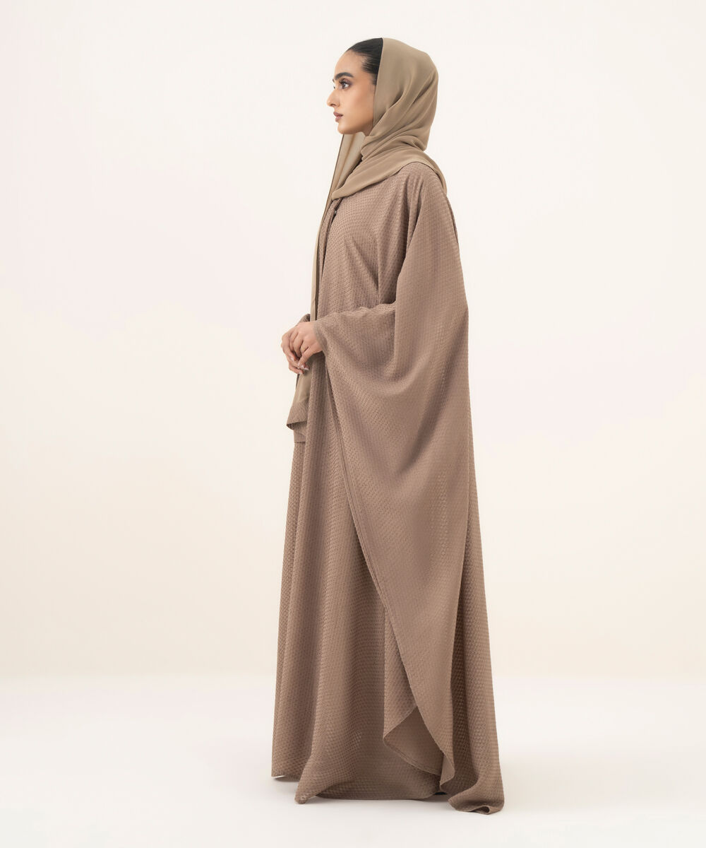 Women's light brown kaftan Abaya set