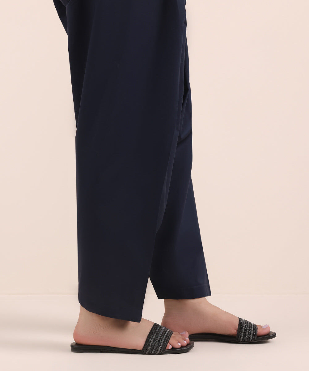Woman - Blue Solid Cambric Shalwar