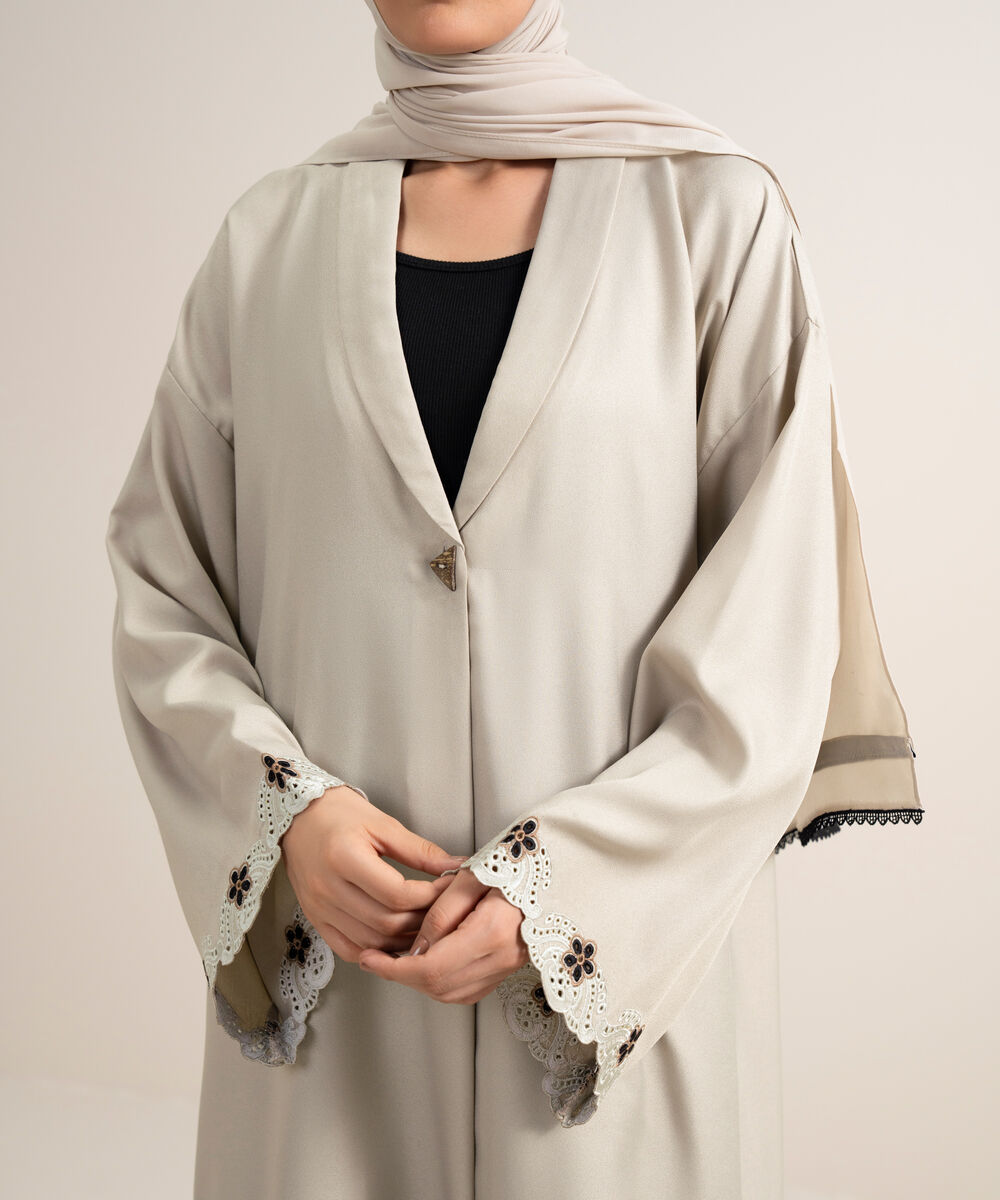 Women's Grey Regular Abaya Set