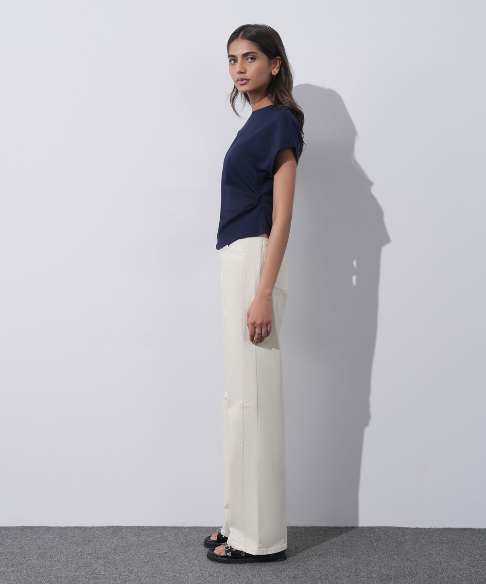 Women's Western Wear Blue Short Sleeve Kimono T-Shirt